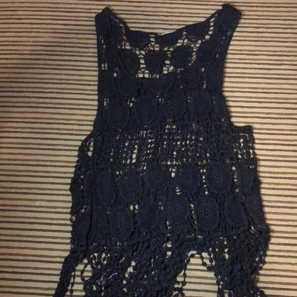 Black lace crop top